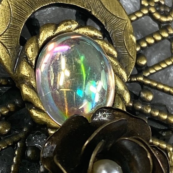 Angel Pin Brooch Marked KC Vintage Gold Tone Halo Rose Flower Guardian Christian - Picture 13 of 13